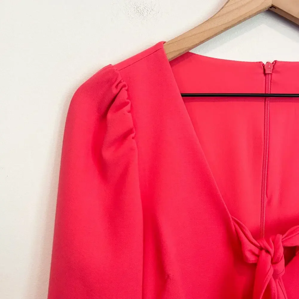 NEW Black Halo Ellen Front Tie Long Sleeve Dress Coral Size 6 - Picture 4 of 9